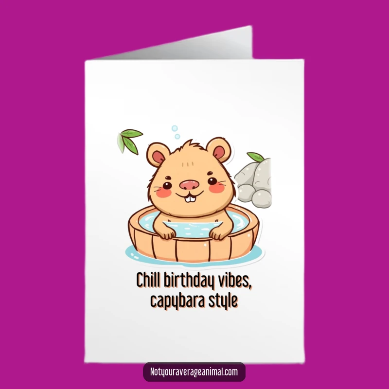 Free Printable Capybara Hot Spring Birthday Card: Relaxing DIY Downloadable Gift