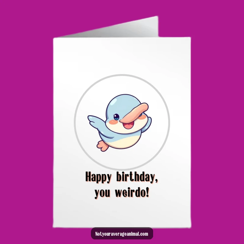 Free Printable Birthday Card: Goofy Platypus, Fun Downloadable Gift for Water Lovers and Jokers