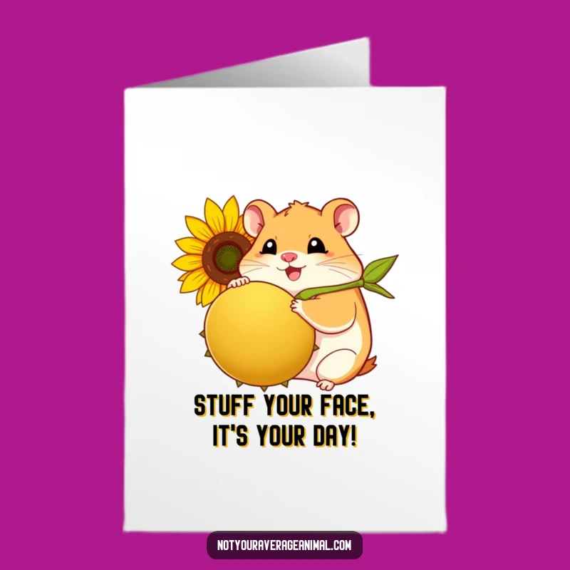 Free Printable Birthday Card: Happy Hamster, Funny Seed Lover, Downloadable Gift
