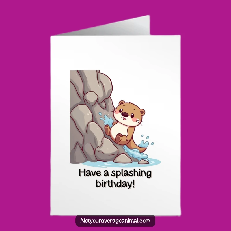 Free Printable Birthday Card: Playful Otter, Funny Splash Downloadable Gift