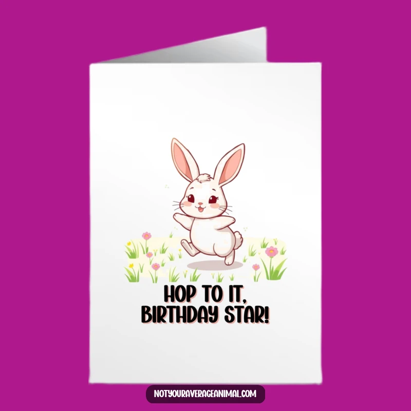 Free Printable Funny Rabbit Birthday Card: Cheerful Rabbit Hopping - Downloadable Gift!