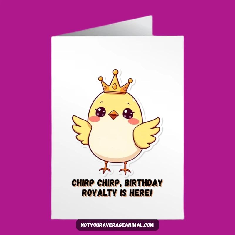 Funny Free Printable Birthday Card: Cheerful Crowned Bird Royal Celebration Downloadable!