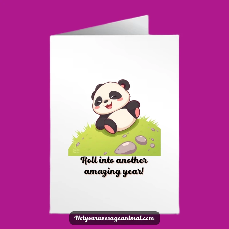 Funny Free Printable Birthday Card: Giggling Panda Rolling Fun Downloadable Gift!
