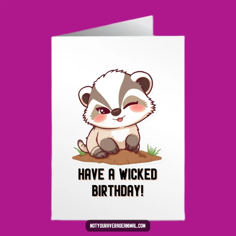 Free Printable Birthday Card: Winking Badger Digging Funny Downloadable Gift for Sneaky Fun