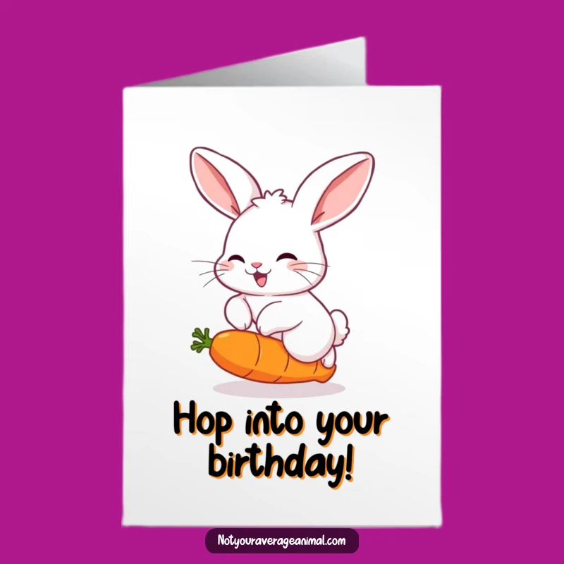 Free Printable Fluffy Rabbit Birthday Card: Joyful Hop Downloadable Gift