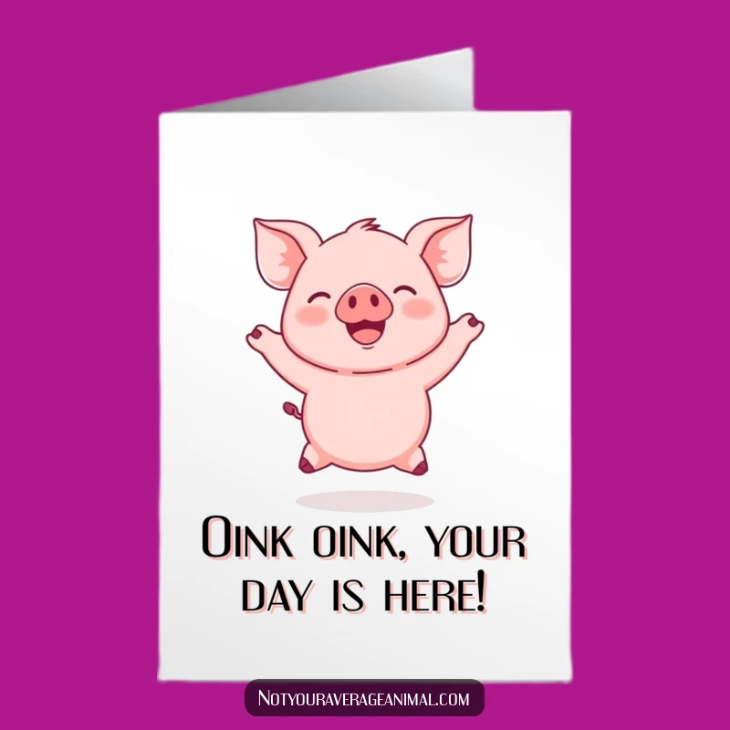 Free Printable Birthday Card: Joyful Piglet Jumps for Fun - Instant Download Gift