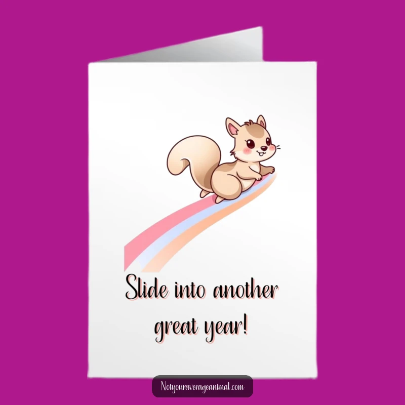 Free Printable Squirrel Birthday Card: Rainbow Ride for a Nutty Celebration