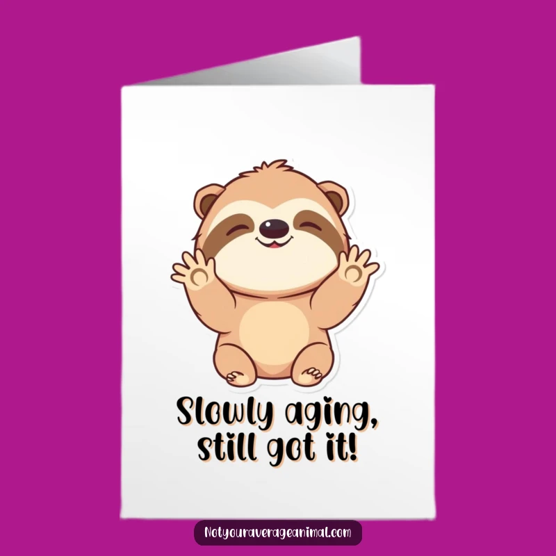 Free Printable Birthday Card: Funny Sloth Waving Hello, Hilarious Downloadable Gift for Him or Her