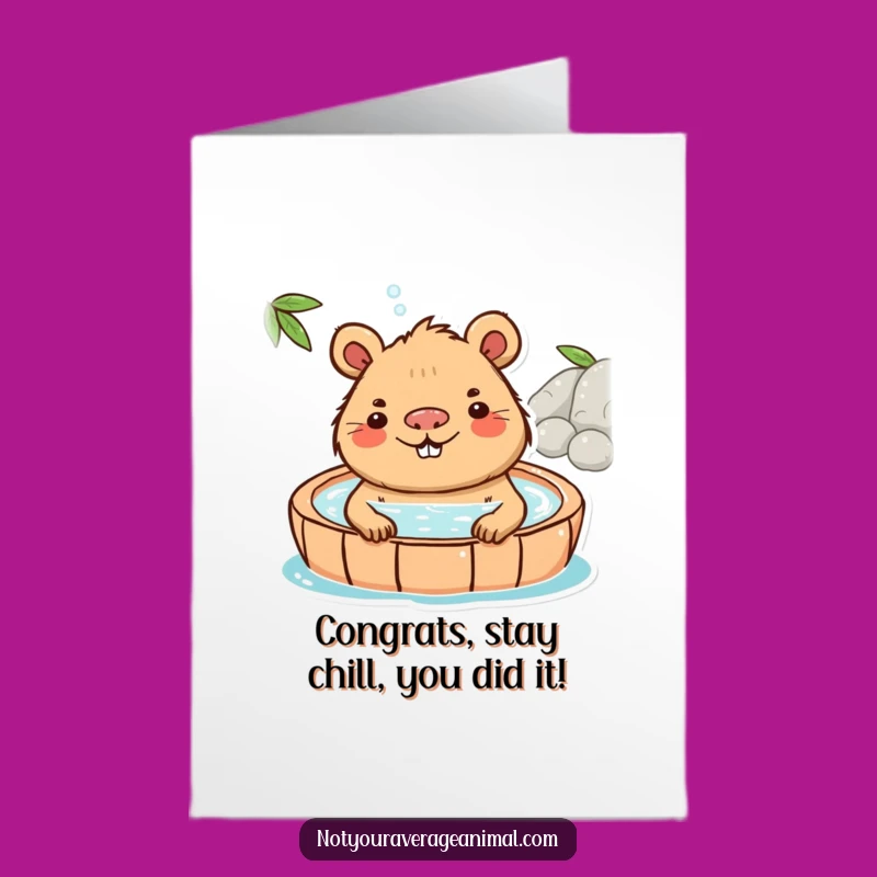 Free Printable Capybara Hot Spring Congrats Card: Relaxed DIY Downloadable Gift