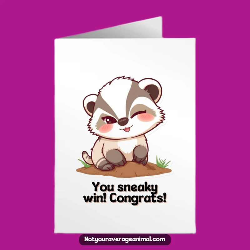 Free Printable Congrats Card: Winking Badger Digging Funny Downloadable Gift for Success