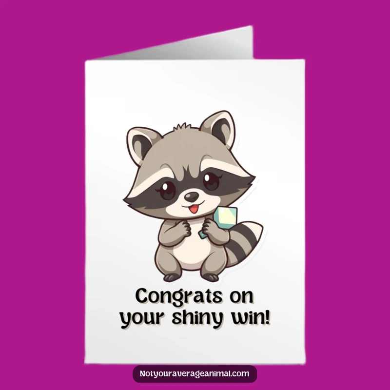 Free Printable Congratulations Card: Raccoon Treasure Hunter, Funny Downloadable Gift for Achievers