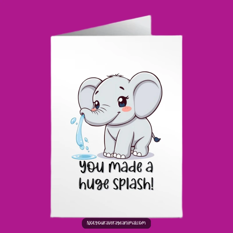 Free Printable Elephant Congrats Card: Happy Spritzing Trunk Celebration