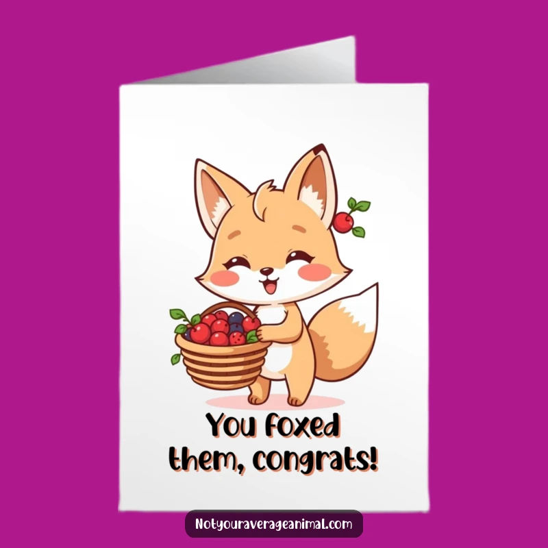 Free Printable Fox Berries Congrats Card: Sweet DIY Downloadable Gift