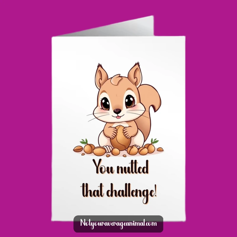 Free Printable Squirrel Congrats Card: Big Eyes Nut Gathering Downloadable Gift