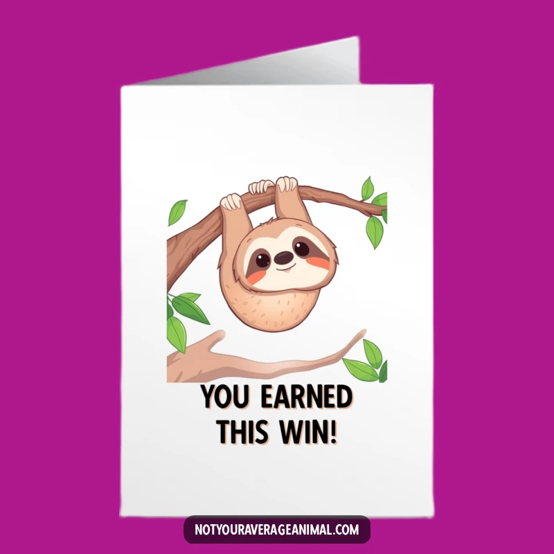 Free Printable Congrats Card: Smiling Sloth, Upside Down Downloadable Gift