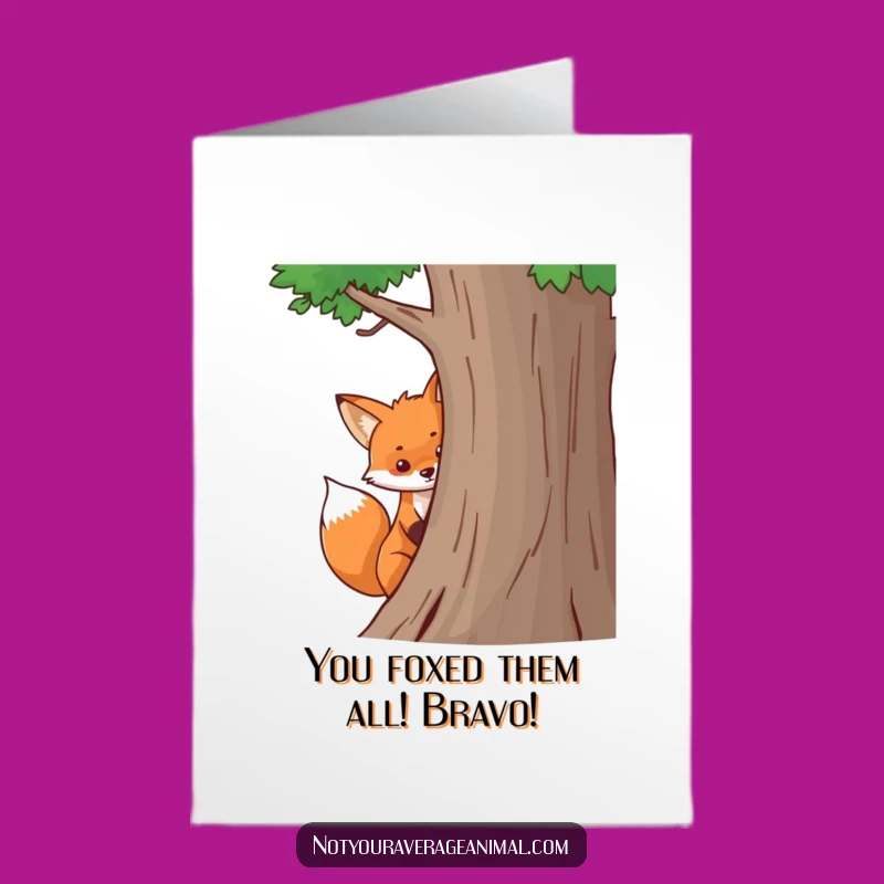 Free Printable Fox Congrats Card: Funny Bushy Tail Surprise Downloadable Gift