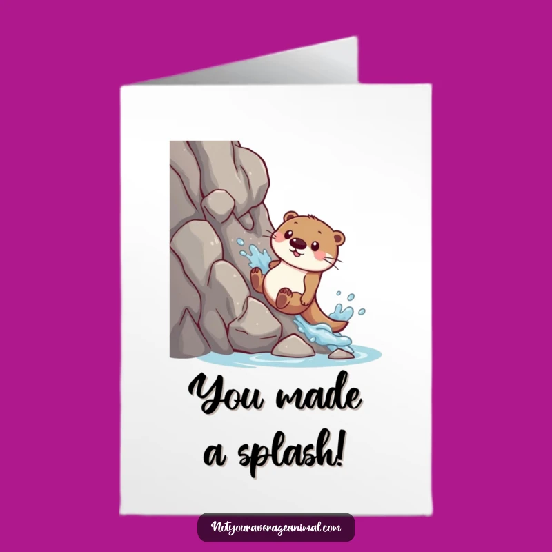Free Printable Congrats Card: Playful Otter, Splash Downloadable Gift