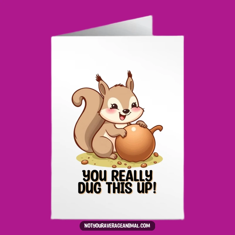 Free Printable Squirrel Congratulations Card: Joyful Acorn Burying Downloadable Gift