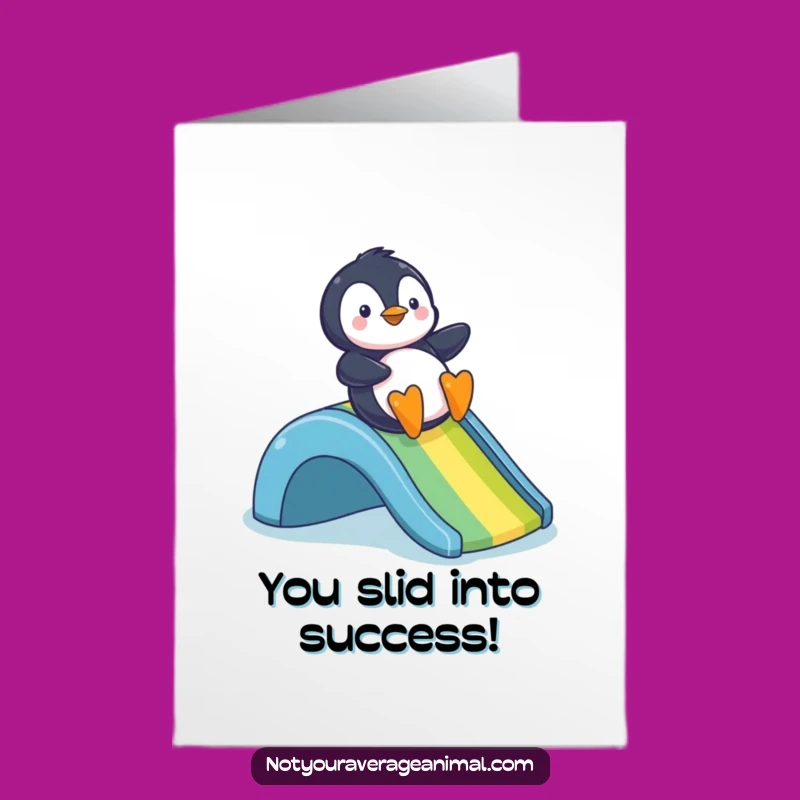 Free Printable Penguin Congratulations Card: Playful Slide Design for a Cheerful Downloadable Gift!