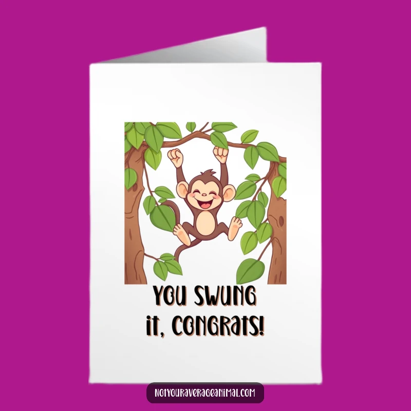 Free Printable Congrats Card: Monkey Swing, Humorous Congratulations Downloadable Gift