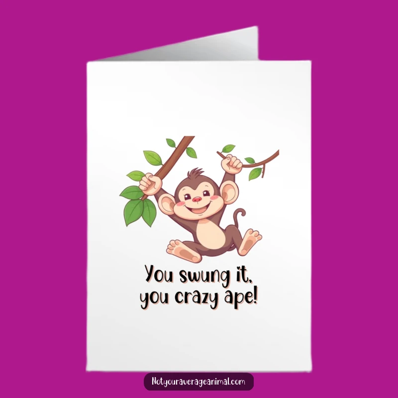 Free Printable Monkey Congrats Card: Silly Swinging Monkey Downloadable Celebration