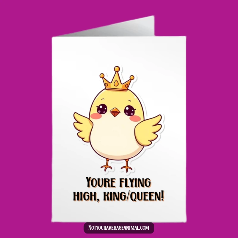 Free Printable Congrats Card: Cheerful Crowned Bird Victory Downloadable!