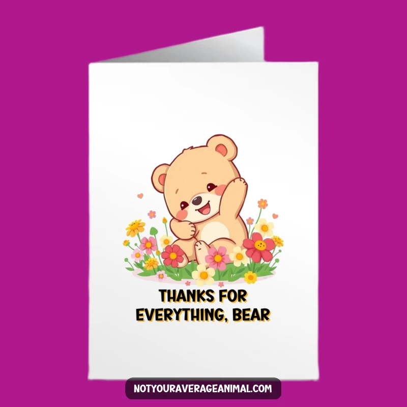 Free Printable Bear Cub Thank You Card: Funny Downloadable Tumble of Thanks Gift