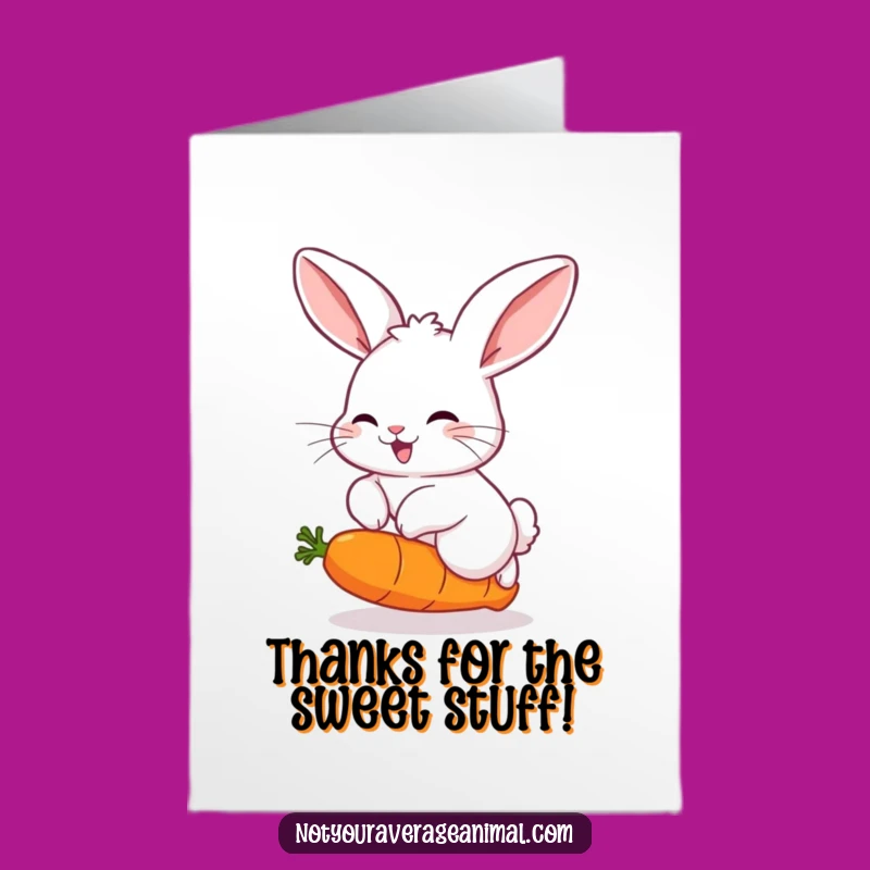 Free Printable Fluffy Rabbit Thank You Card: Joyful Hop Downloadable