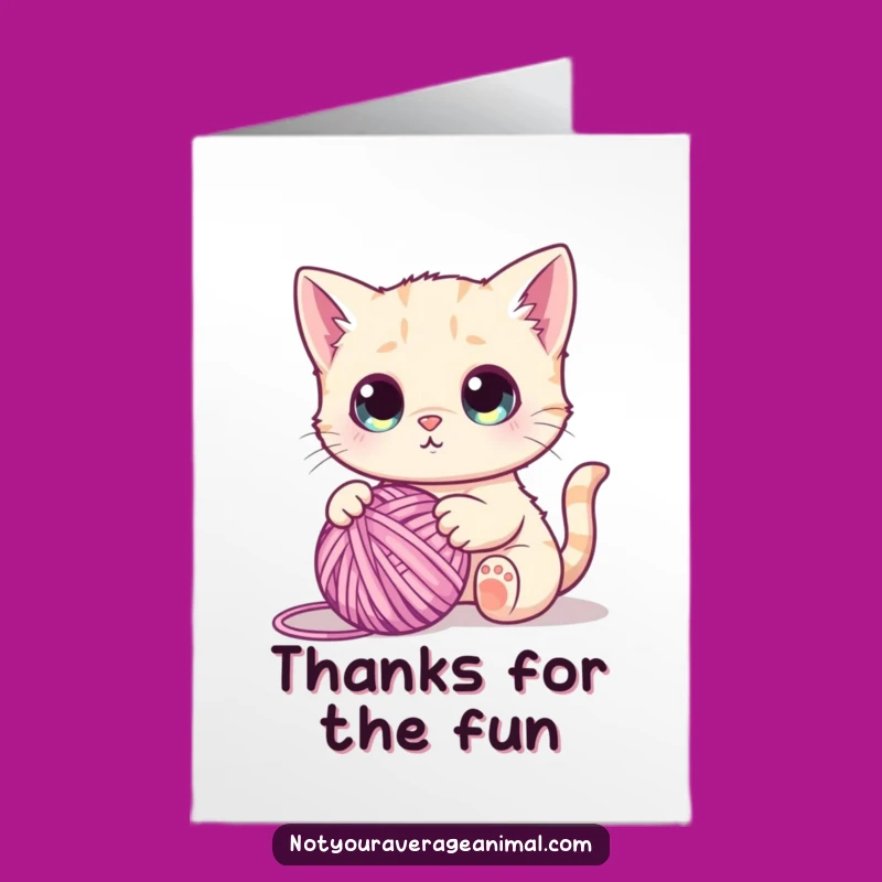 Free Printable Funny Cat Thank You Card: Cute Cat Yarn - Downloadable Gift!