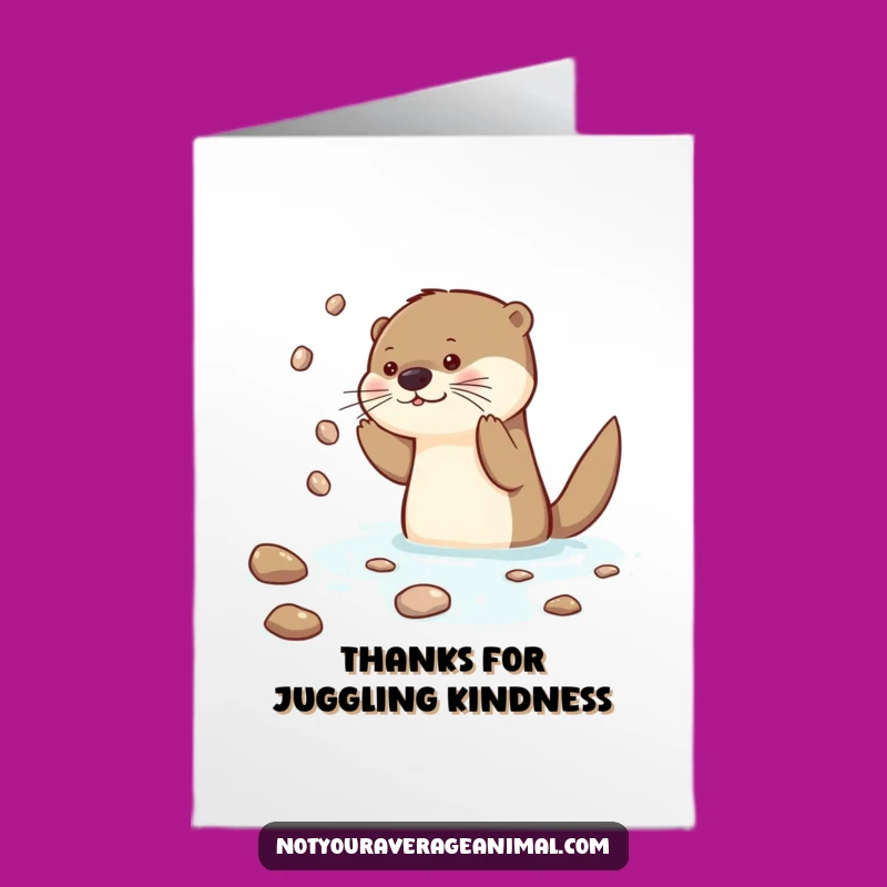 Free Printable Otter Juggling Thank You Card: Grateful DIY Downloadable Gift
