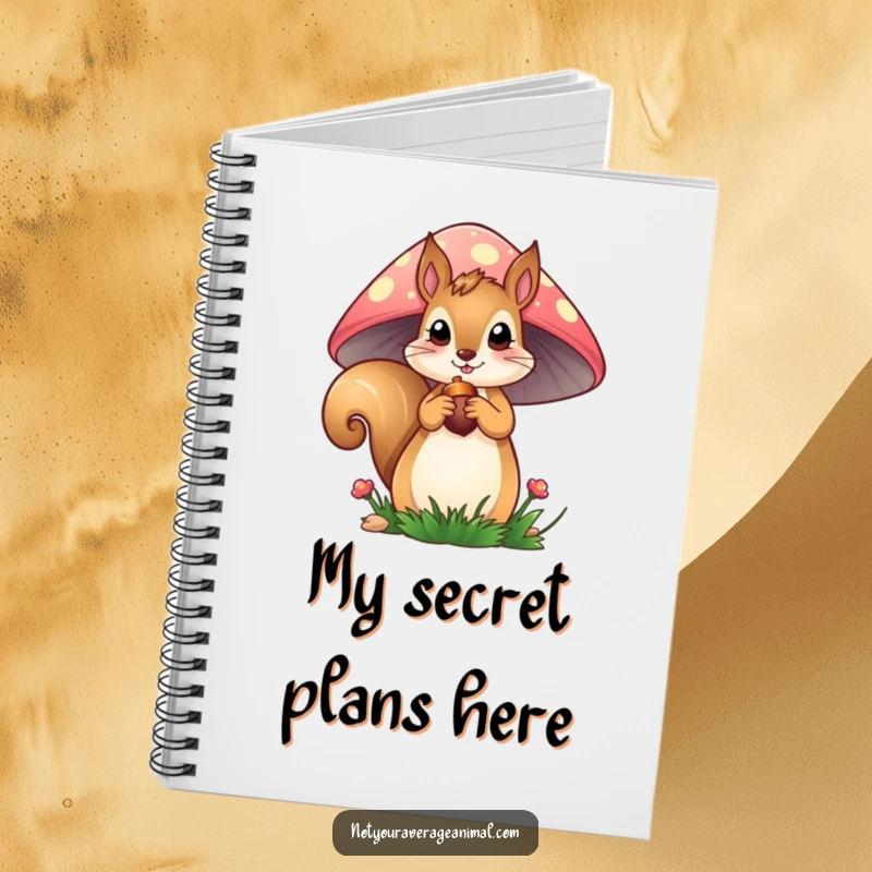 Funny Squirrel Notebook: A curious squirrel peeks from a mushroom, acorn in paw, perfect for jotting down funny thoughts and ideas.