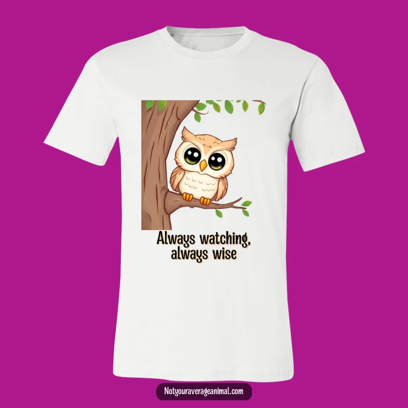 Funny Curious Owl T-Shirt - Big Eyes Peeking Tee