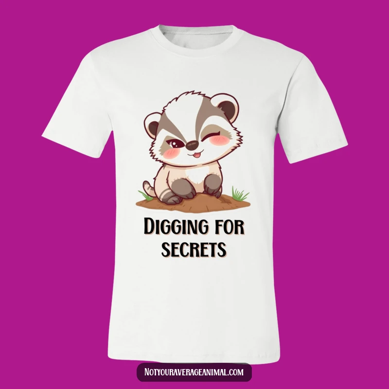 Funny Mischievous Badger Winking T-Shirt, Hilarious Digging Character Tee
