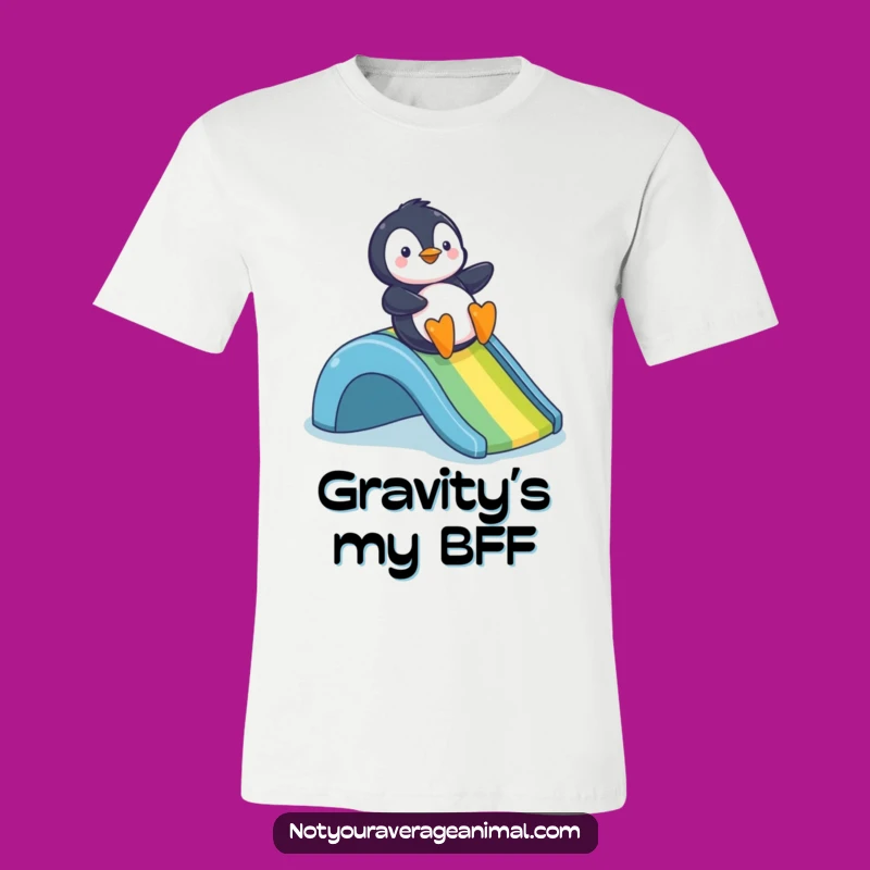 Funny Penguin Rainbow Slide T-Shirt - Unisex Humorous Apparel