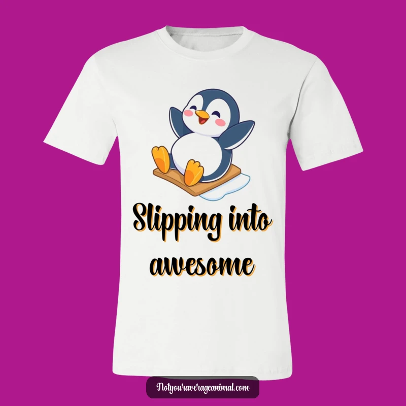 Funny Penguin Sliding T-Shirt: Happy Character for Winter Fun Gift