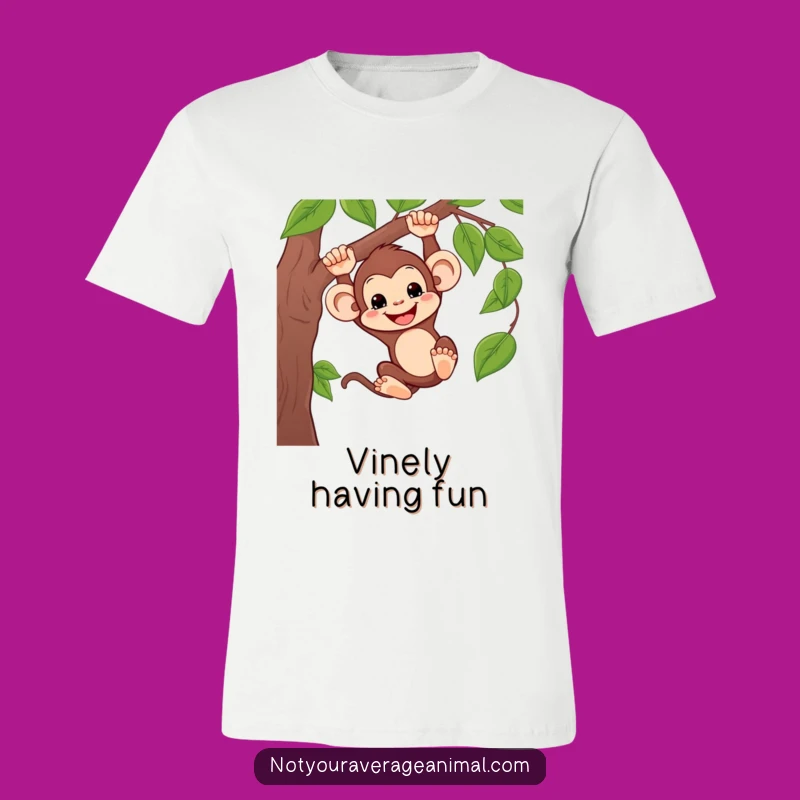 Funny Silly Monkey Swinging T-Shirt - Jungle Adventure Tee, Hilarious Primate Gift