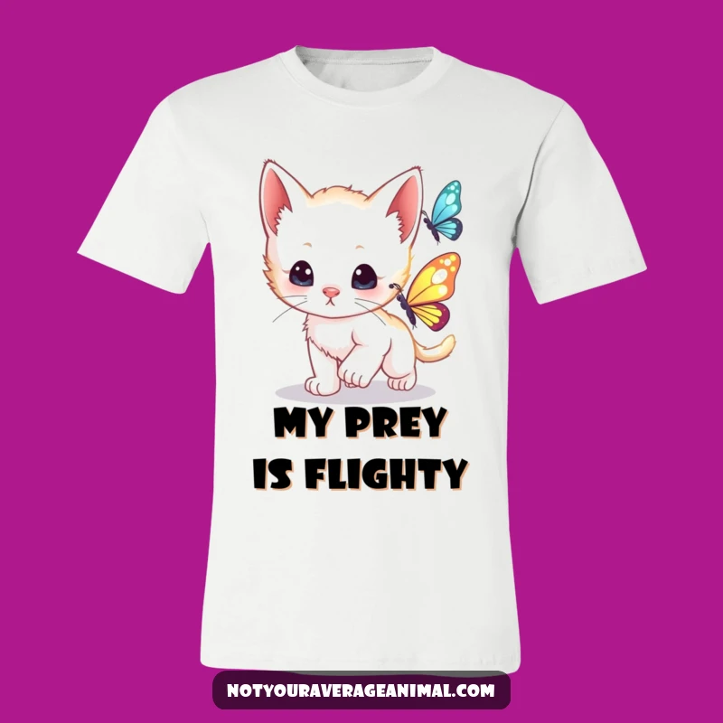 Funny Kitten Chase T-Shirt: Curious Cub Butterfly Dream Makes A Funny Gift