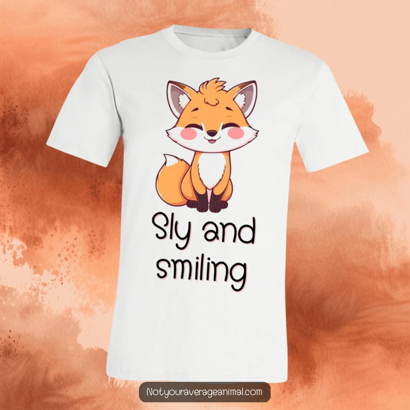 Funny bright fox with a bushy tail winking, a mischievous t-shirt for parties.