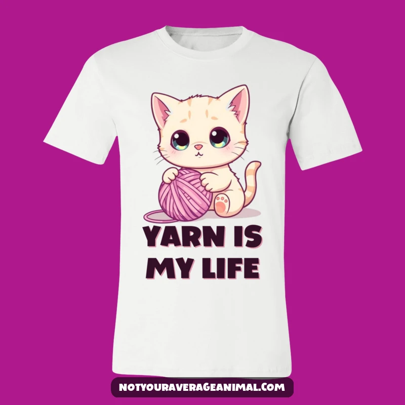 Funny Cute Cat Yarn Ball T-Shirt - Hilarious Cat Lover Apparel