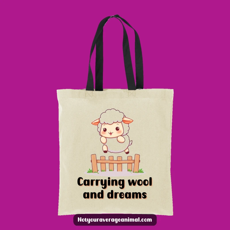 Funny Sheep Tote Bag: Playful Leaper for Farm Errands & More Gift