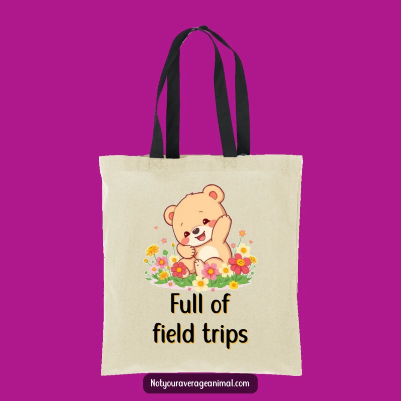 Funny Bear Cub Tote Bag: Flower Fun, a Whimsical Funny Gift!