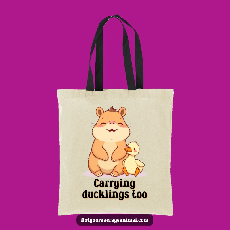 Funny Capybara & Duck Tote Bag: Carry Your Calm Everywhere