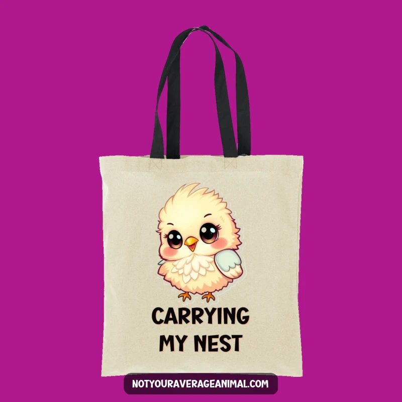 Funny Fluffy Bird Tote Bag: Carry Your Day with Big-Eyed, Cheerful Style