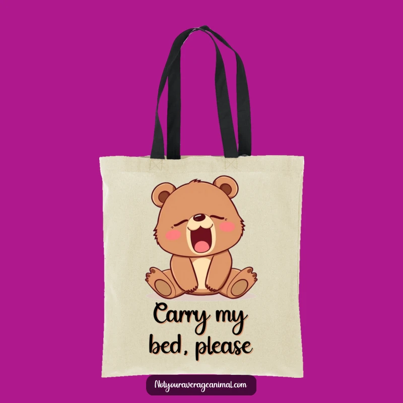 Funny Sleepy Bear Cub Yawn Tote Bag - Cute Cartoon Accessory Gift