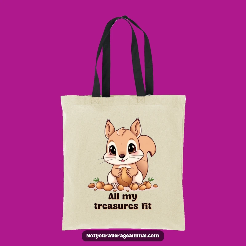 Funny Squirrel Tote Bag - Big Eyes Gathering Nuts, Stylish & Funny Gift!